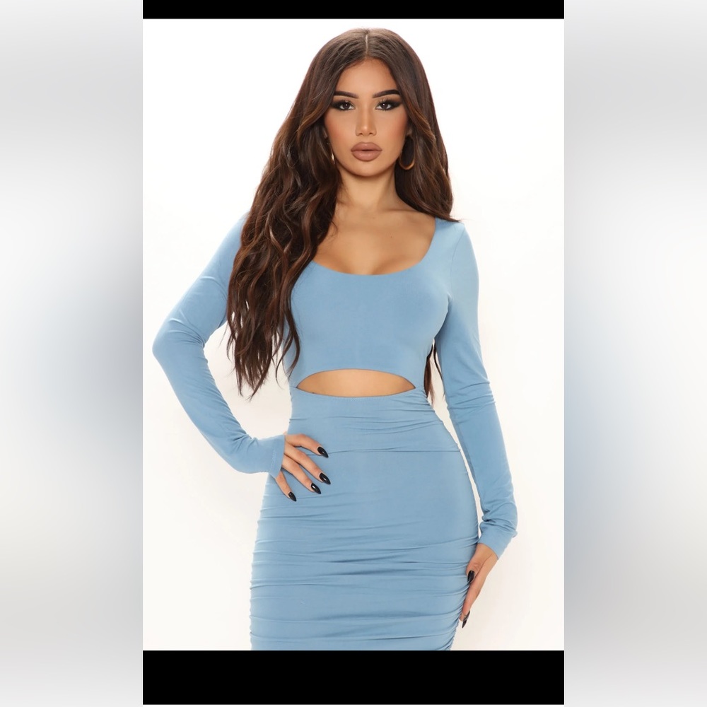 Fashion nova midi ruched dress brand new with tag